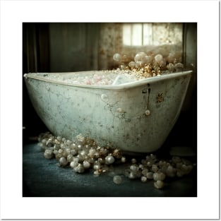 Vintage Clawfoot Tub Pearls Posters and Art